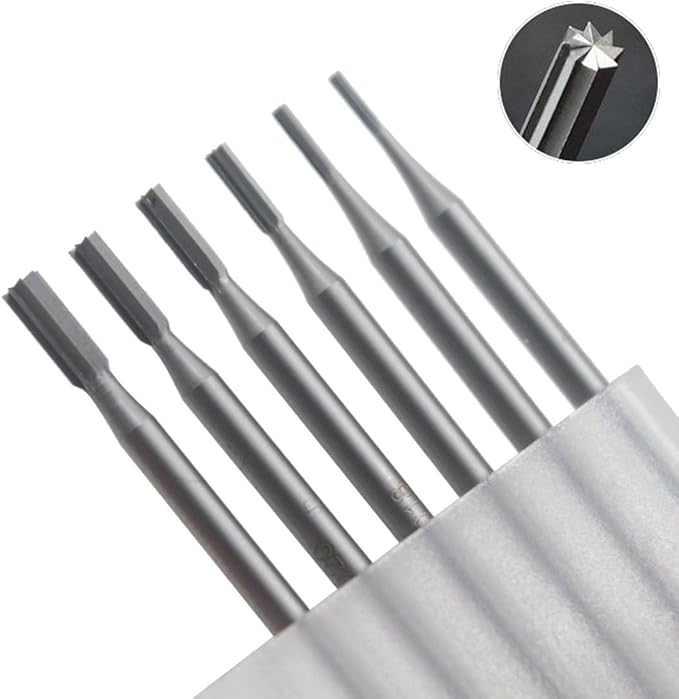 Luo ke 6 Pcs Jewelry Burr, 3/32'' Shank End Cut Cylindrical Shape Single Slot Burs Jewelry Making Tools for Rotary Tools