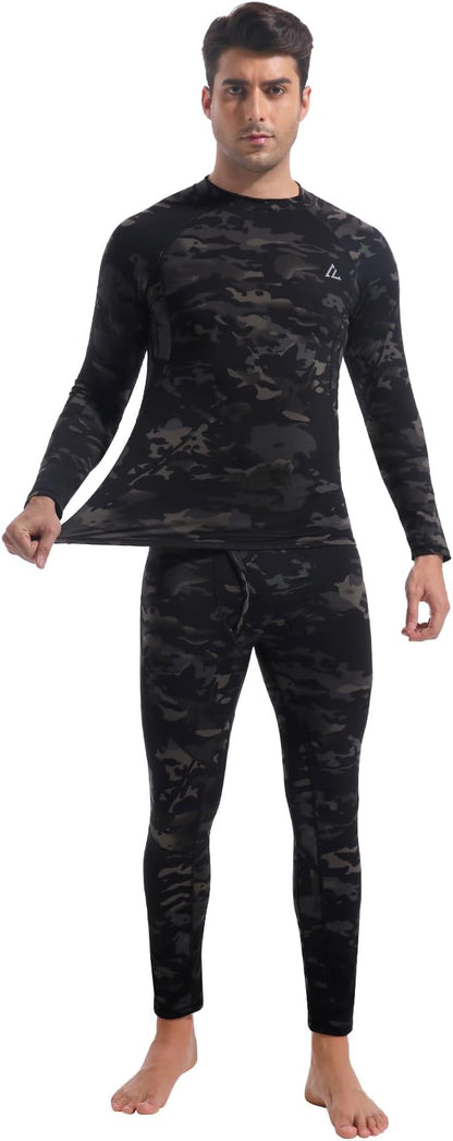 CL convallaria Mens Thermal Underwear Set with Fly Long Johns Base Layer Winter Hunting Gear Sport Top and Bottom