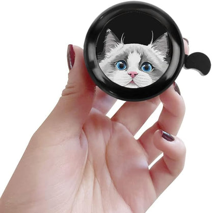 WIRESTER Black Aluminum Round Bike Bell, Classic Ring Bicycle Bell, Bike Accessories Bell Ring for Adults Kids Girls Boys - Dog Cat Animal Cute Records