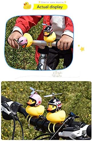 Duck Bike Bell, Rubber Bike Horn, Cute Yellow Duck Bicycle Decorations, Squeeze Duck Bicycle Horns with Propeller Helmet