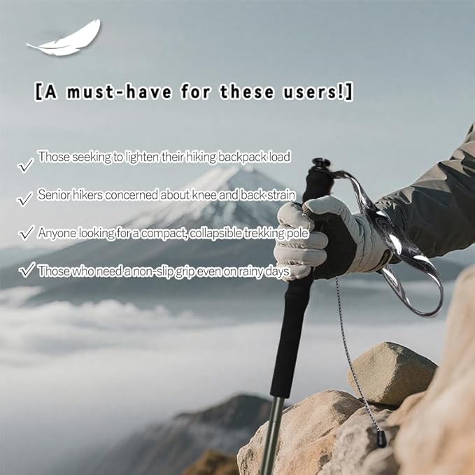High Strength 5-Section Foldable Carbon Fiber Trekking Poles - 115g/125g/130g, Compact Hiking Staff for Men & Women, Ideal for Hiking, Trekking, Mountaineering & Backpacking