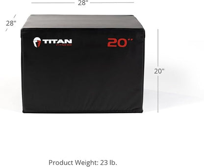 Titan Fitness 20" Stackable Soft Foam Plyometric Box, High Density EPE Foam Core Plyo Box, Step Up Exercise Platform, Box Squat, Step-Up, Box Jumps for Home Garage Gym Training