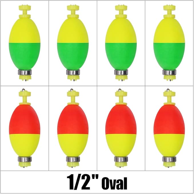 XFISHMAN Weighted-Bobbers-for-Fishing-Floats-Bouy Slip Bobber Fishing Corks Kit Crappie Bluegills Panfish Catfish Hand Made Foam Float 1 Inch 2 in 8-12 Pack
