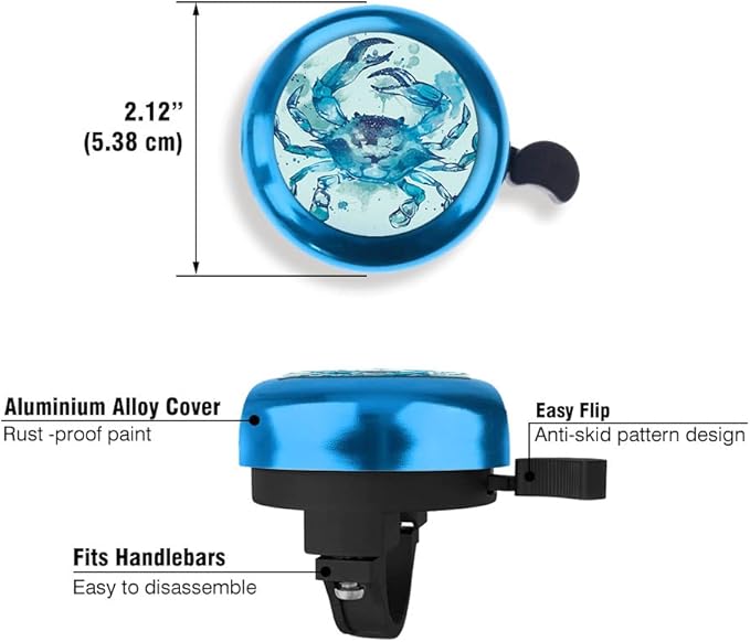 WIRESTER Blue Aluminum Round Bike Bell, Classic Ring Bicycle Bell, Bike Accessories Bell Ring for Adults Kids Girls Boys