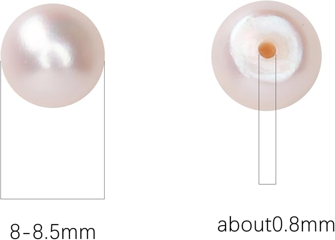 Natural Half Drilled Pearl Beads White 8-8.5mm 6pcs AAA Freshwater Cultured Loose Gemstone Beads for DIY Stud Earring Jewelry Making