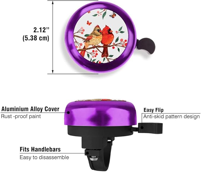 WIRESTER Purple Aluminum Round Bike Bell, Classic Ring Bicycle Bell, Bike Accessories Bell Ring for Adults Kids Girls Boys