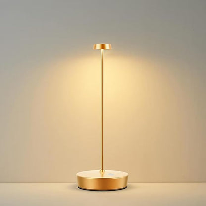 Cordless LED Table Lamp，Rechargeable Battery Desk Lamps, 3 Color Stepless Dimmable Metal Battery Table Lamps, Portable Table Light for Indoor/Outdoor/Restaurants/Bedroom/Bar