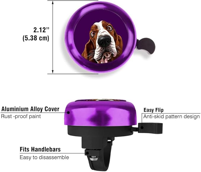 WIRESTER Purple Aluminum Round Bike Bell, Classic Ring Bicycle Bell, Bike Accessories Bell Ring for Adults Kids Girls Boys