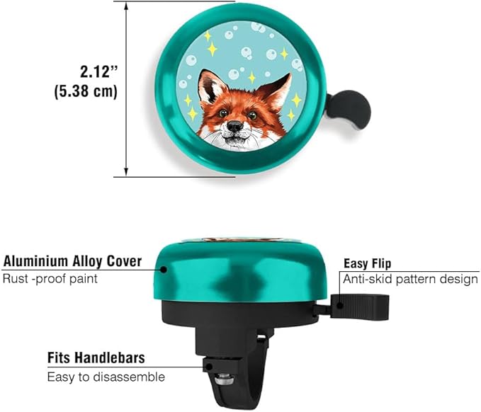 WIRESTER Green Aluminum Round Bike Bell, Classic Ring Bicycle Bell, Bike Accessories Bell Ring for Adults Kids Girls Boys