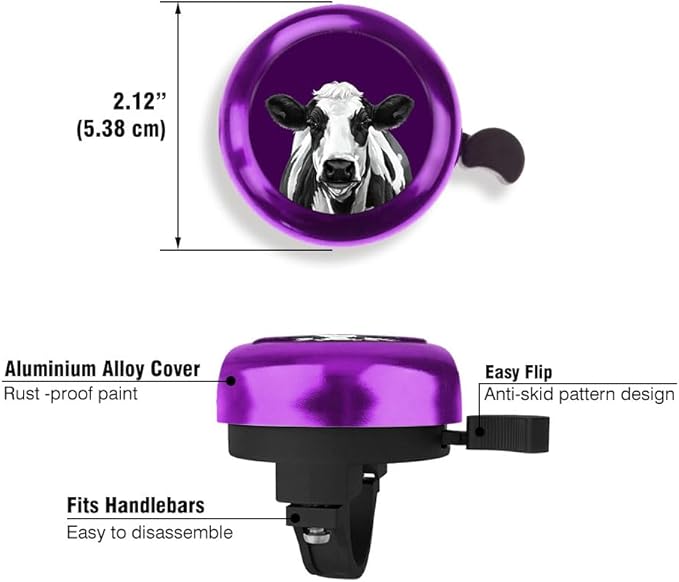 WIRESTER Purple Aluminum Round Bike Bell, Classic Ring Bicycle Bell, Bike Accessories Bell Ring for Adults Kids Girls Boys