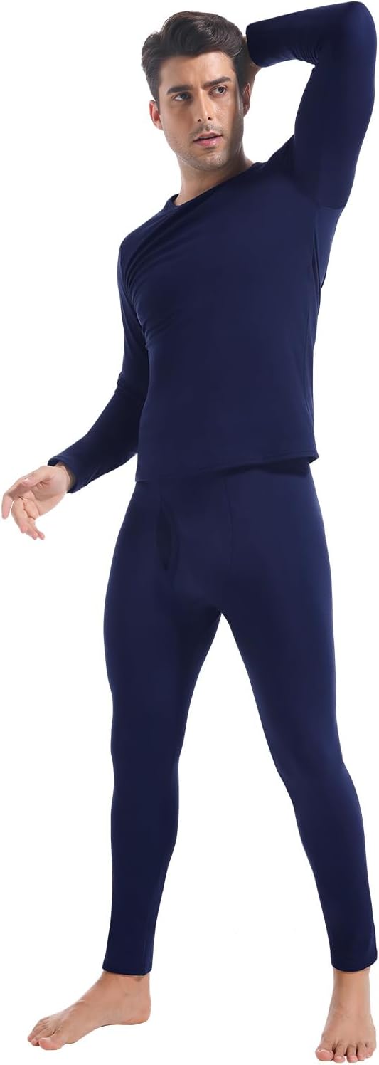 CL convallaria Long Johns Thermal Underwear for Men Soft Fleece Lined Base Layer Cold Weather Top Bottom Gift Set