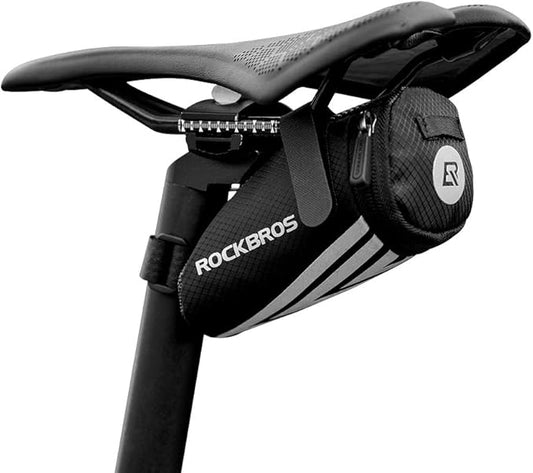 ROCKBROS Bike Saddle Bag Small Seat Bag Bicycle Bag Under Seat Bike Accessories Storage Pouch Ultralight Cycling Wedge Pack for Road Mountain MTB Foldable Bike
