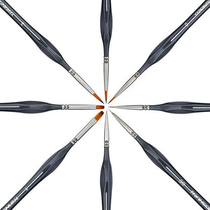 Transon Fine Detail Art Paint Brush Set 8pcs with Triangular Handle for Miniatures Model Craft Face Painting Suitable for Acrylic Gouache Watercolor Oil