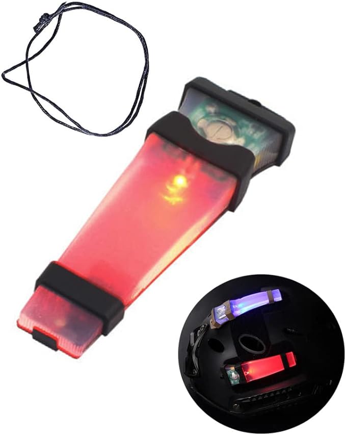 Helmet Signal Light - Waterproof Safety Flashing Survival Outdoor Sports Hunting Tactical Hiking Boating Cycling Personal Identification Marker With Hook Back (Black+Red)