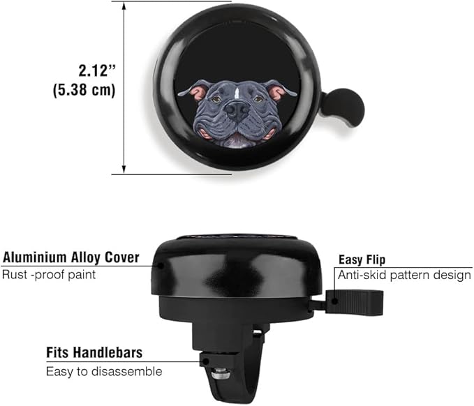 WIRESTER Black Aluminum Round Bike Bell, Classic Ring Bicycle Bell, Bike Accessories Bell Ring for Adults Kids Girls Boys - Dog Cat Animal Cute Records