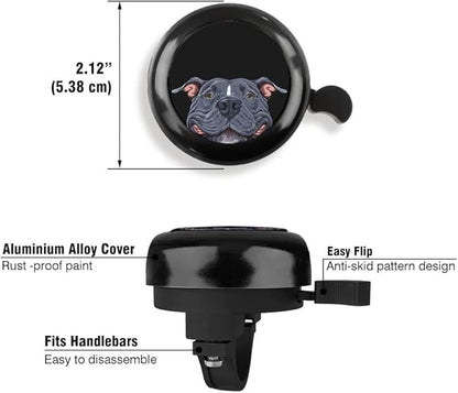 WIRESTER Black Aluminum Round Bike Bell, Classic Ring Bicycle Bell, Bike Accessories Bell Ring for Adults Kids Girls Boys - Dog Cat Animal Cute Records
