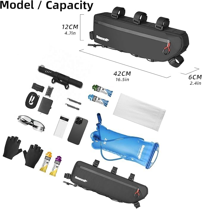 Rhinowalk Top Tube Bag - 2.1/2.7L Triangle Bag for Road & Gravel Bikes