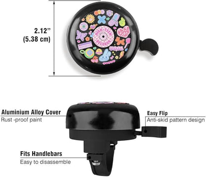 WIRESTER Black Aluminum Round Bike Bell, Classic Ring Bicycle Bell, Bike Accessories Bell Ring for Adults Kids Girls Boys - Dog Cat Animal Cute Records