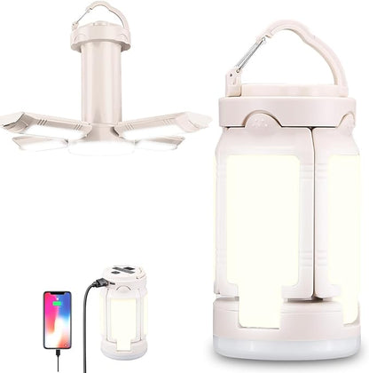 Foldable Camping Lantern, Rechargeable Camping Lights, 4000LM, 6 Light Modes, Waterproof Tent Lights for Power Outages, Emergency, Hurricane, Hiking, 2-Pack