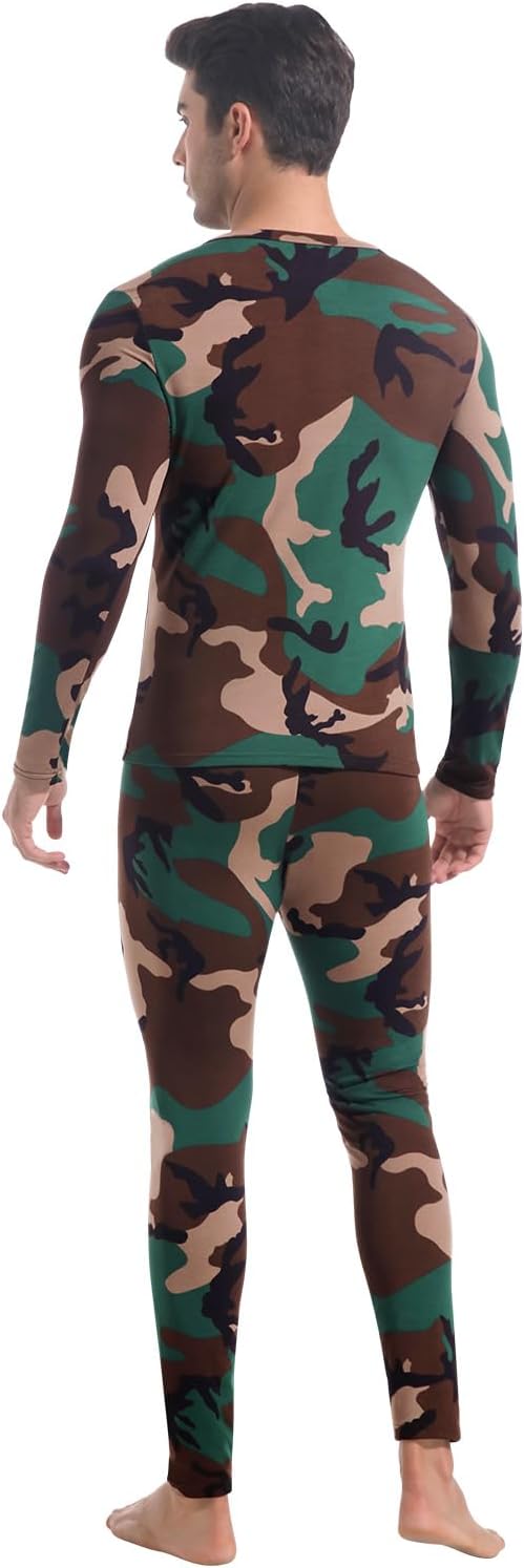 CL convallaria Long Johns Thermal Underwear for Men Soft Fleece Lined Base Layer Cold Weather Top Bottom Gift Set