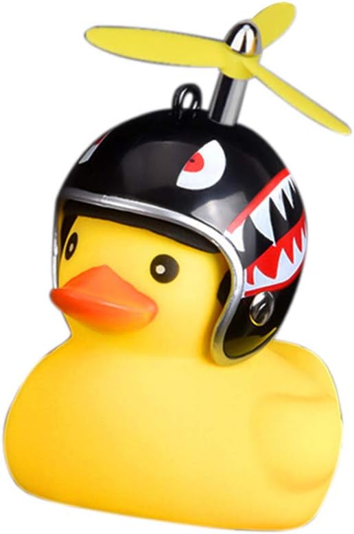 Duck Bike Bell, Rubber Bike Horn, Cute Yellow Duck Bicycle Decorations, Squeeze Duck Bicycle Horns with Propeller Helmet