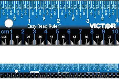 Victor Easy Read Stainless Steel Ruler, Standard/Metric, 12" Long, Blue
