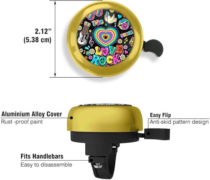 WIRESTER Gold Aluminum Round Bike Bell, Classic Ring Bicycle Bell, Bike Accessories Bell Ring for Adults Kids Girls Boys