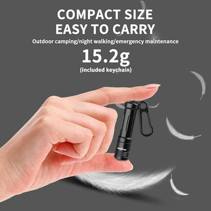 EDC Keychain Flashlight,100 High Lumen K2 Mini LED Light with AAA Battery, IPX7 Waterpoof Portable Small Light for Night Emergency etc.(Black)