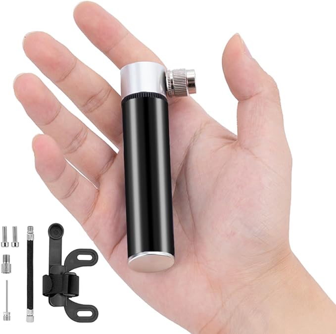 Portable Mini Bicycle Pump, Aluminium Bicycle Air Pump, Easy Inflatable, Ball Basketball Pump, 120 PSI High Pressure Air Pump, Road Pump for Road Bike, Mountain Bikes and Balls