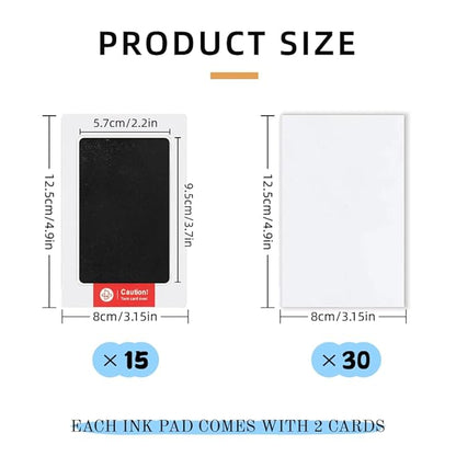 15-Set Inkless Memory Kit for Hand & Foot Prints, Pet Paw Impressions – Clean Touch Ink Pad with Keepsake Cards,Reusable Hand and Foot Print Pad,Newborn & Pet Gift (Black)