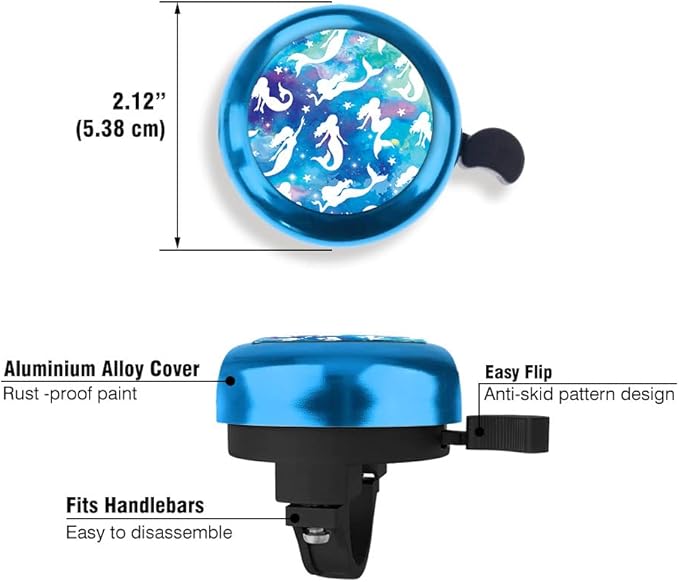 WIRESTER Blue Aluminum Round Bike Bell, Classic Ring Bicycle Bell, Bike Accessories Bell Ring for Adults Kids Girls Boys