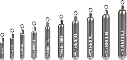 10 Pack Tungsten Free Rig Skinny Drop Shot Weights,Raindrop Free Rig Fishing Sinkers kit for Drop Shot Rig