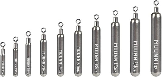 10 Pack Tungsten Free Rig Skinny Drop Shot Weights,Raindrop Free Rig Fishing Sinkers kit for Drop Shot Rig