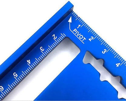 ASNOMY Imperial Triangle Ruler - 7 Inch & 12 Inch Blue Aluminum Alloy Rafter Square Protractor, High Precision Layout Measuring Tool for Engineer Carpenter