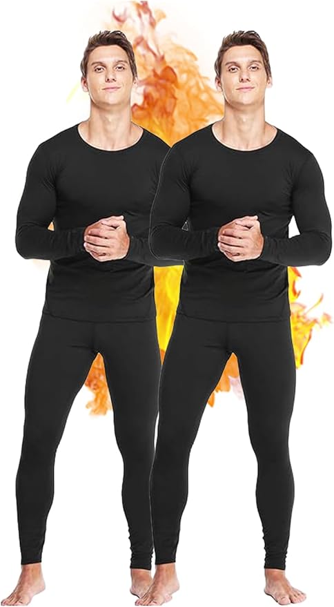 Mens Thermal Underwear Set with Lightweight Ultra Soft Fleece Lined,Long John Set, Skiing Base Layer