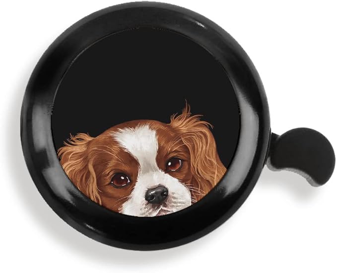 WIRESTER Black Aluminum Round Bike Bell, Classic Ring Bicycle Bell, Bike Accessories Bell Ring for Adults Kids Girls Boys - Dog Cat Animal Cute Records