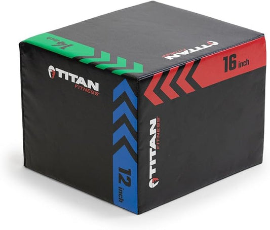 Titan Fitness Heavy Foam Plyometric Box - Pro-Duty HIIT Exercise Foam Plyo Step-Up, Box Squat, Home Garage Gym Training, Youth & Regular Sizes