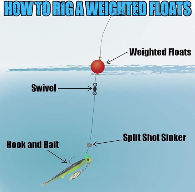 XFISHMAN Weighted-Bobbers-for-Fishing-Floats-Bouy Slip Bobber Fishing Corks Kit Crappie Bluegills Panfish Catfish Hand Made Foam Float 1 Inch 2 in 8-12 Pack