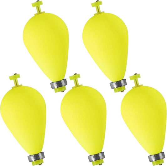 Dr.Fish 5 Pack Weighted Fishing Bobbers Snap-on Spring Bobbers Push Button Floats EVA Foam Pear Shape Bass Freshwater Fishing for Crappie Panfish Bluegill Trout