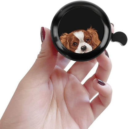 WIRESTER Black Aluminum Round Bike Bell, Classic Ring Bicycle Bell, Bike Accessories Bell Ring for Adults Kids Girls Boys - Dog Cat Animal Cute Records