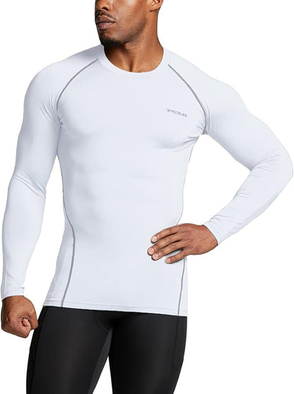 TSLA Men's Thermal Long Sleeve Compression Shirts, Athletic Base Layer Top, Winter Gear Running T-Shirt
