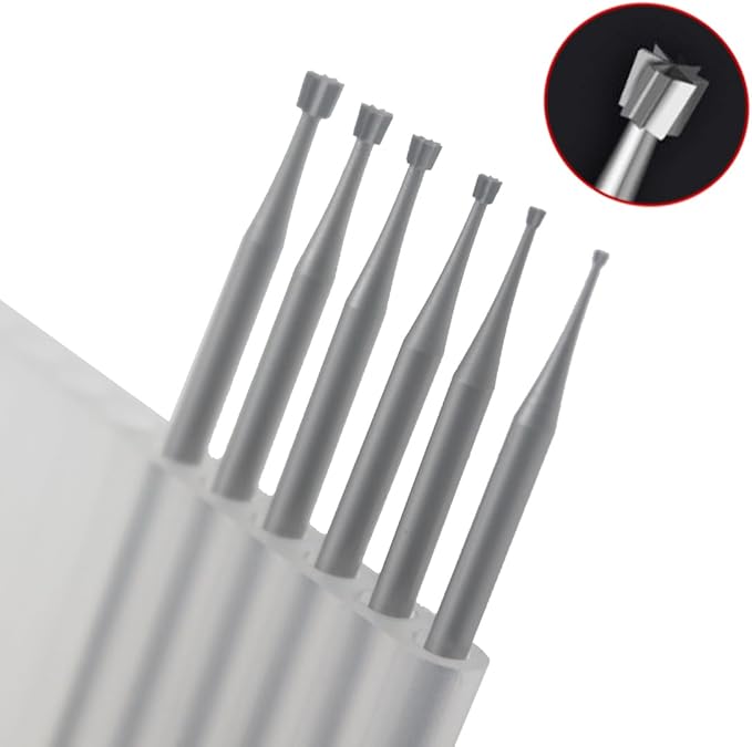 𝐋𝐮𝐨 𝐤𝐞 6 Pcs Inverted Trapezoidal Jewelry Cutting Burr - 3/32'' Shank Lapidary Making Tools Jewelry Engraving Bits for Rotary Tools ( 008 - 023 )