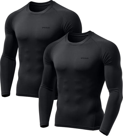 TSLA Men's Thermal Long Sleeve Compression Shirts, Athletic Base Layer Top, Winter Gear Running T-Shirt