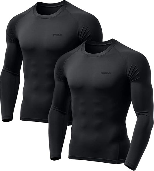 TSLA Men's Thermal Long Sleeve Compression Shirts, Athletic Base Layer Top, Winter Gear Running T-Shirt