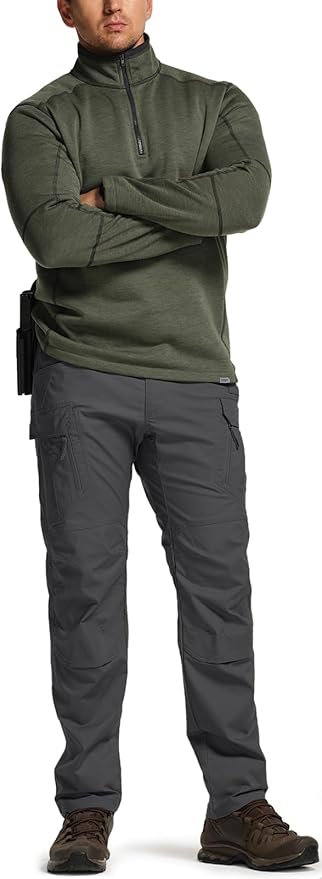 CQR Men's Flex Stretch Tactical Pants, Water Resistant Ripstop Cargo Pants, Lightweight EDC Outdoor Work Hiking Pants