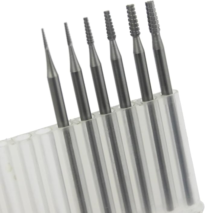 𝐋𝐮𝐨 𝐤𝐞 6 Pcs Jewelry Burr - 3/32'' Shank Cone Tapered Cross Cut Burs Jewelry Engraving Bits Lapidary Cutting Tools 008-023