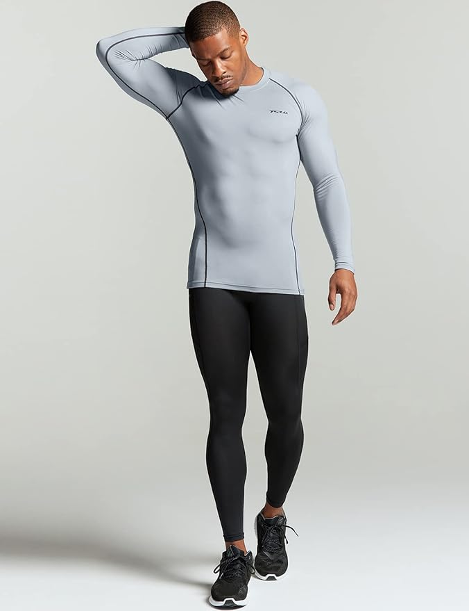 TSLA Men's Thermal Long Sleeve Compression Shirts, Athletic Base Layer Top, Winter Gear Running T-Shirt
