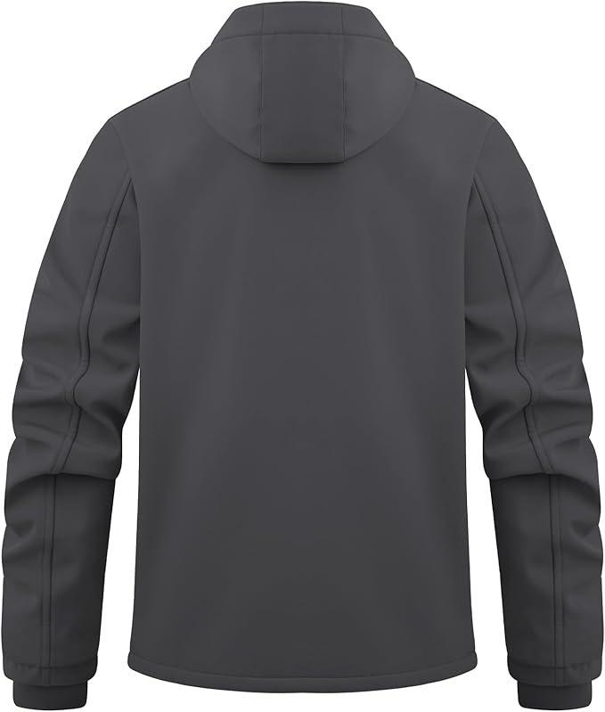 WULFUL Men's Lightweight Softshell Jacket Warm Fleece Lined Windbreaker Waterproof Soft Shell for Outdoor Hiking