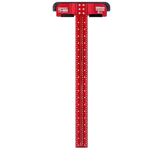 Woodpeckers T Square, 600 MM, Precision Woodworking T-Square Ruler, Built-in Edge Support, Scribing & Shelf Pin Guides, Rack-It Mount, Made in USA