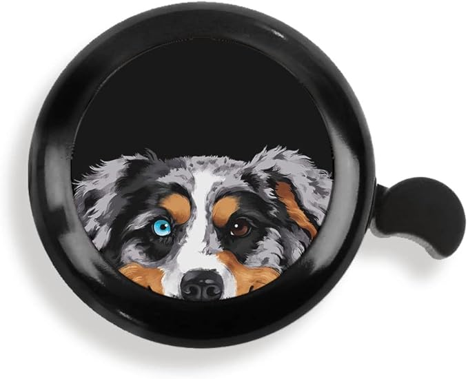 WIRESTER Black Aluminum Round Bike Bell, Classic Ring Bicycle Bell, Bike Accessories Bell Ring for Adults Kids Girls Boys - Dog Cat Animal Cute Records